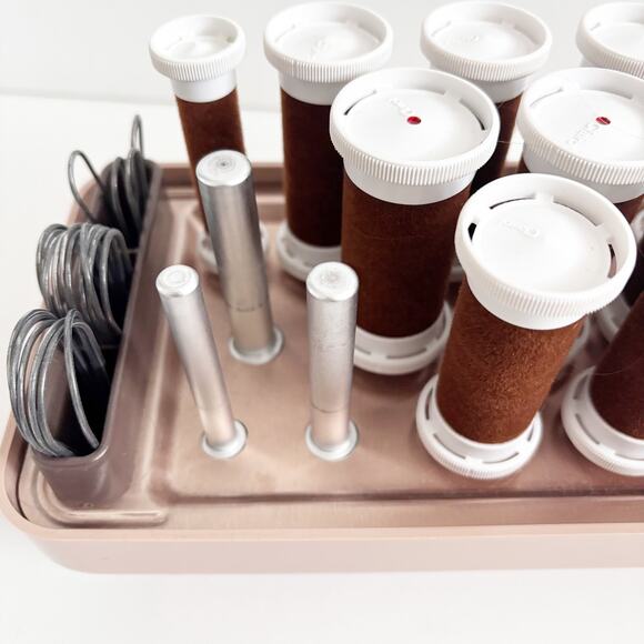 Vintage Clairol Custom CareSetter KF-20 Hot Rollers Velvet Curlers with Clips - Picture 8 of 12